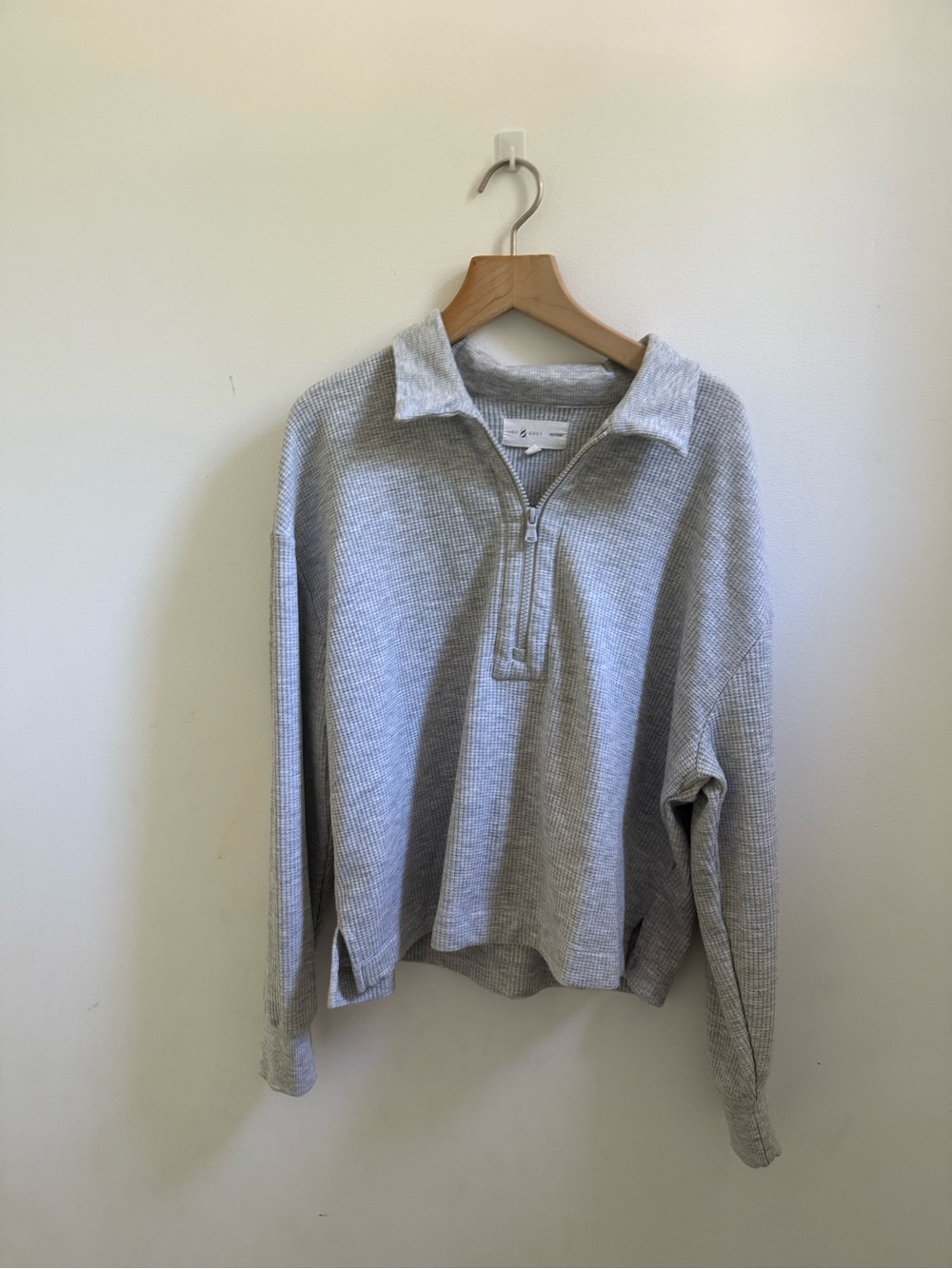 Lou & Grey Light Gray Half-Zip Waffle Knit Sweater